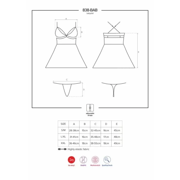Babydoll & Tanga schwarz 838-Bab-1 von Obsessive kaufen | Fesselliebe