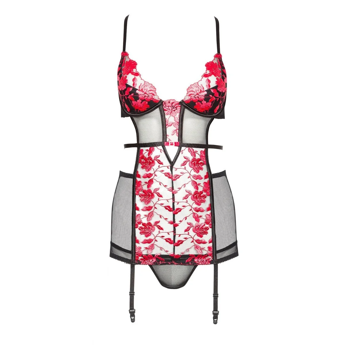 Evangelina Chemise schwarz-rot von Beauty Night Fashion kaufen | Fesselliebe