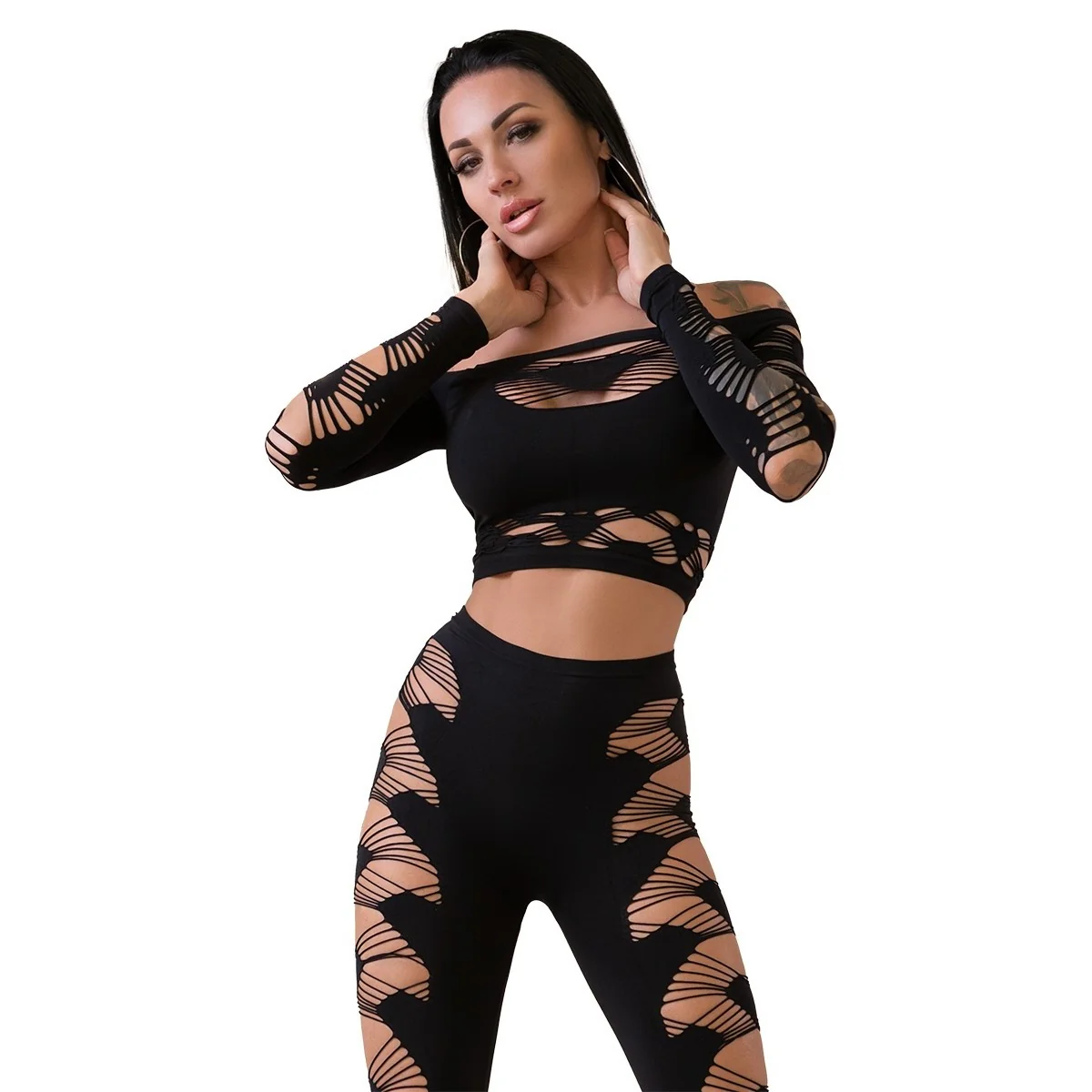 Top + Leggings CR4436 schwarz von Chilirose kaufen | Fesselliebe