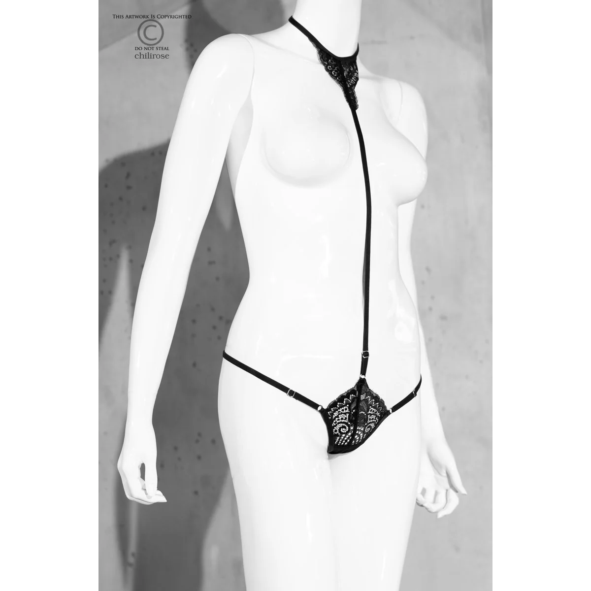 String mit Choker CR4385 schwarz von Chilirose kaufen | Fesselliebe