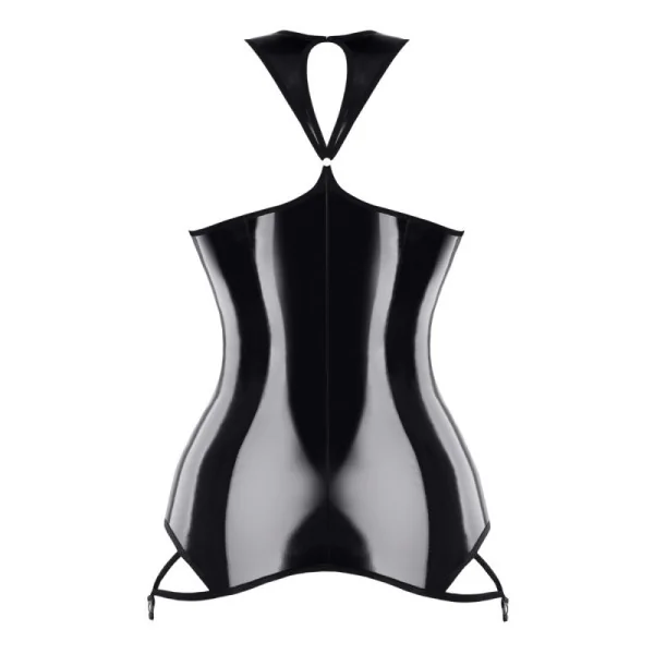 SCHWARZES BRUSTFREIES LACK MINIKLIED TDXANNA001 VON DEMONIQ