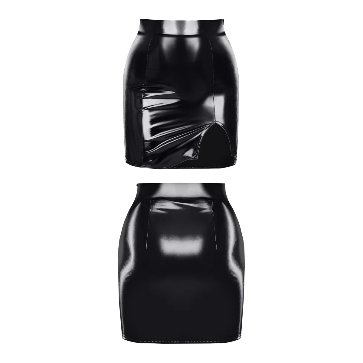 SCHWARZER HALBLANGER LACK-ROCK TDEULALIA001 VON DEMONIQ TOTAL DOMINATION COLLECTION