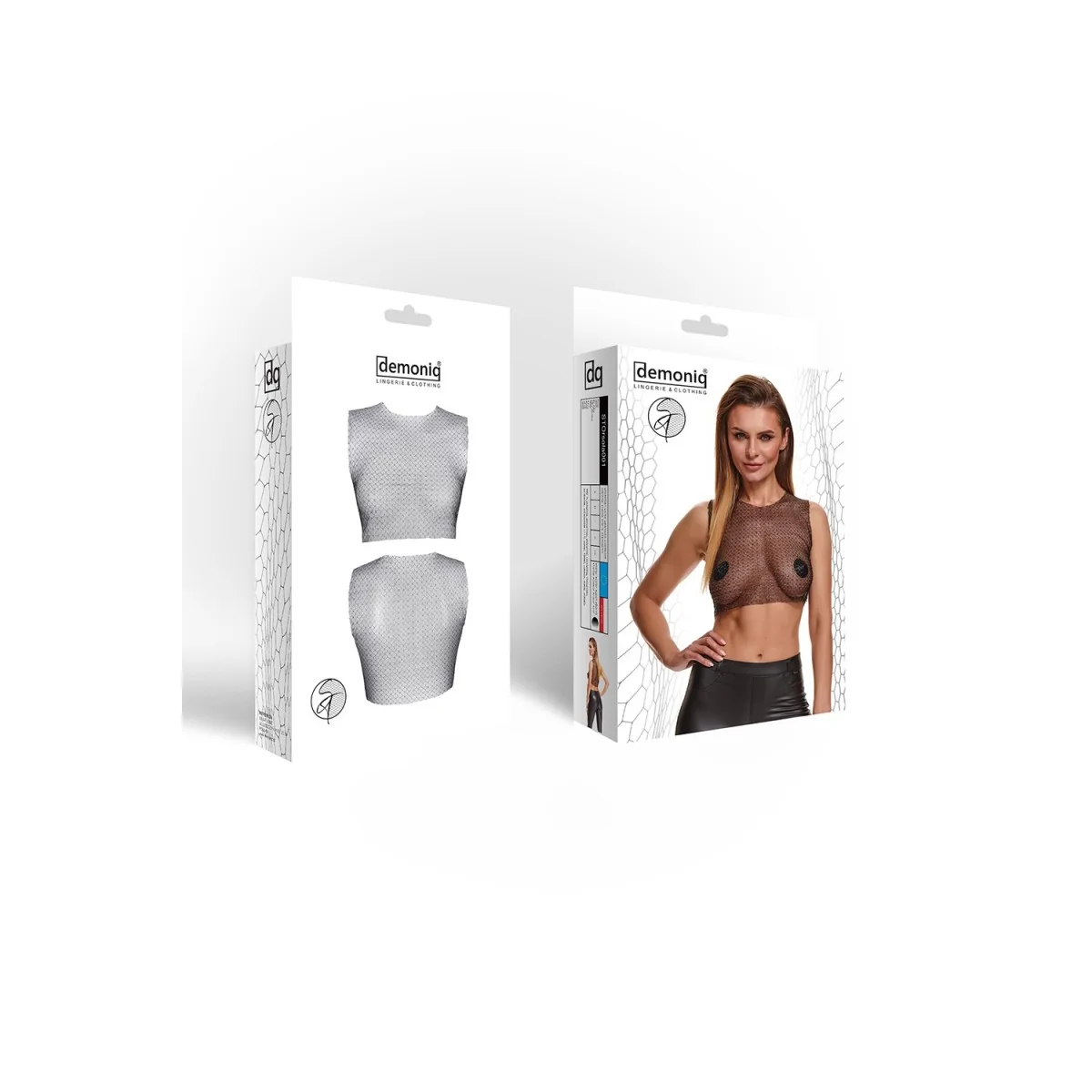 Schwarz/Silbernes Top Storsola001 von Demoniq Silver Touch Collection kaufen | Fesselliebe