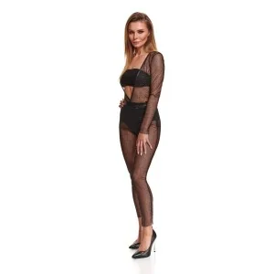 Schwarz/Silbernes Jumpsuit Stedvige001 von Demoniq Silver Touch Collection kaufen | Fesselliebe