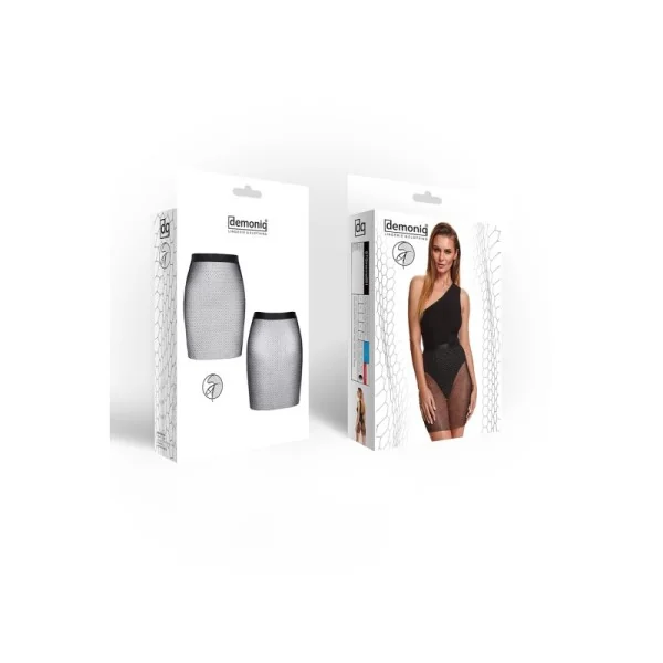 Schwarz/Silberner Minirock Stginevra001 von Demoniq Silver Touch Collection kaufen | Fesselliebe
