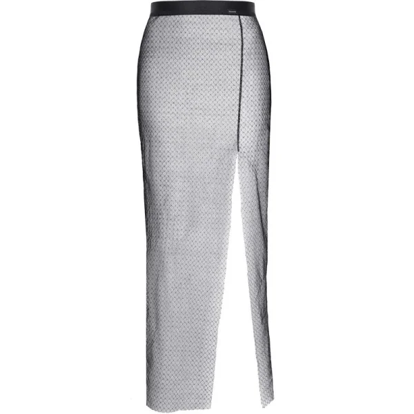 Langer Schwarz/Silberner Rock Stchiara001 von Demoniq Silver Touch Collection kaufen | Fesselliebe