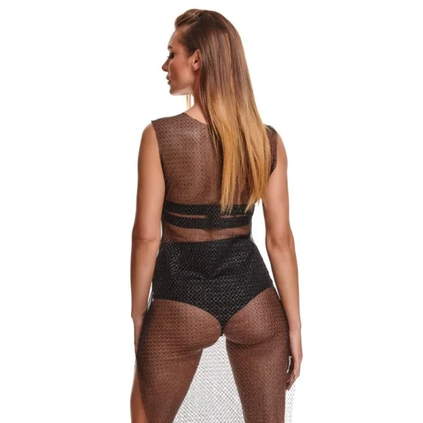 Schwarz/Silbernes Kleid Stiolanda001 von Demoniq Silver Touch Collection kaufen | Fesselliebe