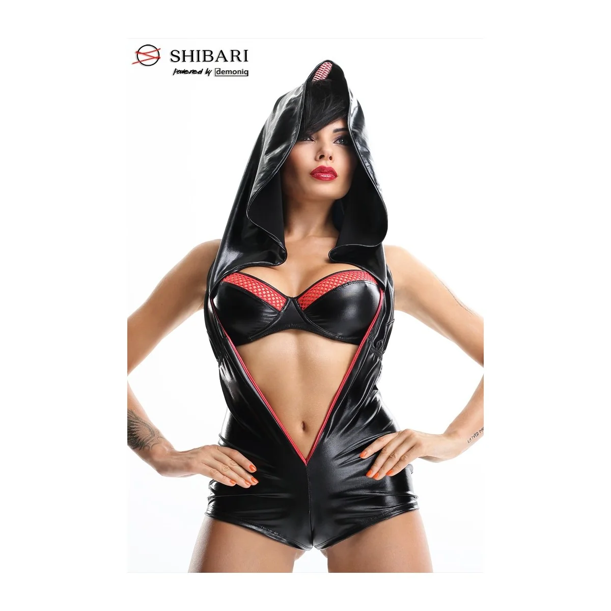 Schwarzer Kapuzenbody Hoshi von Demoniq Shibari Collection kaufen | Fesselliebe