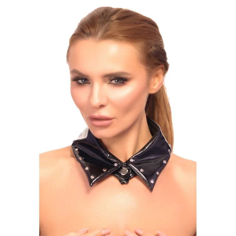 SCHWARZER LACK KRAGEN MIT DRUCKKNOPF A2022 VON 7HEAVEN 2