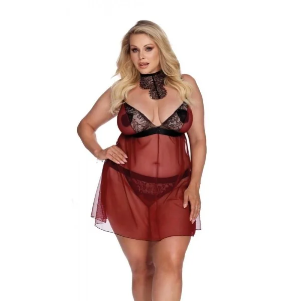 Rot/Schwarzes Chemise Aa052928 von Anais Apparel Plus Size kaufen | Fesselliebe