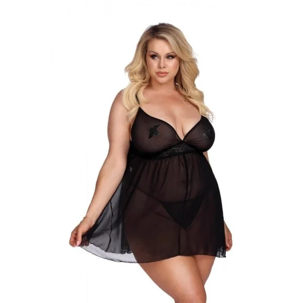 Schwarzes Babydoll Aa052949 von Anais Apparel Plus Size kaufen | Fesselliebe