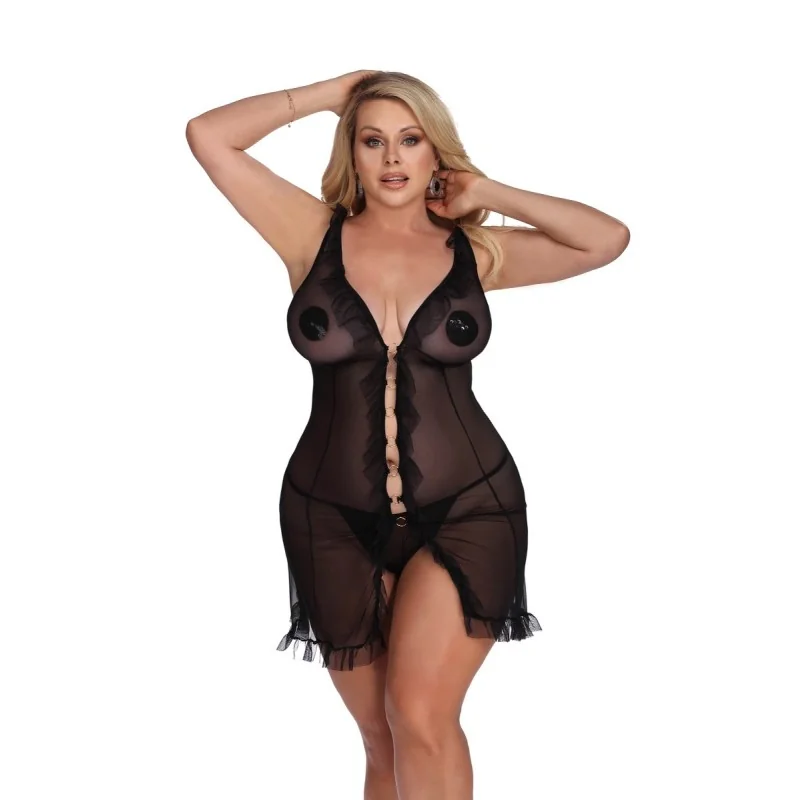 Schwarzes Negligee Aa053640 von Anais Apparel Plus Size kaufen | Fesselliebe