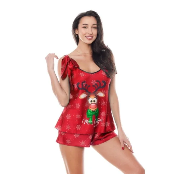 Rotes 2-Teiliges Weihnachtsset mit Rentier von Anais Apparel kaufen | Fesselliebe