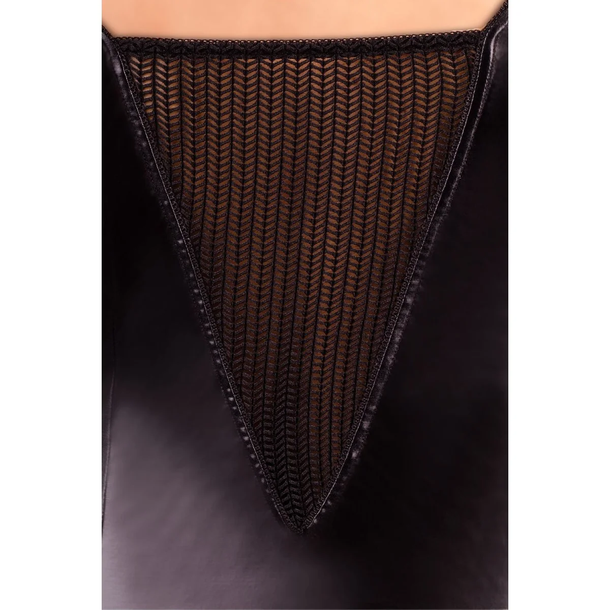 Schwarzes Wetlook Strapshemd M/1027 von Andalea Dessous kaufen | Fesselliebe