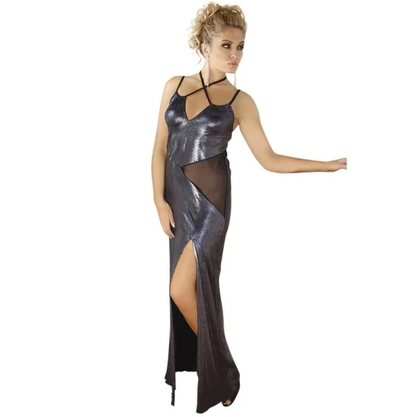 Langes Silbernes Wetlook-Kleid M/1069 von Andalea kaufen | Fesselliebe
