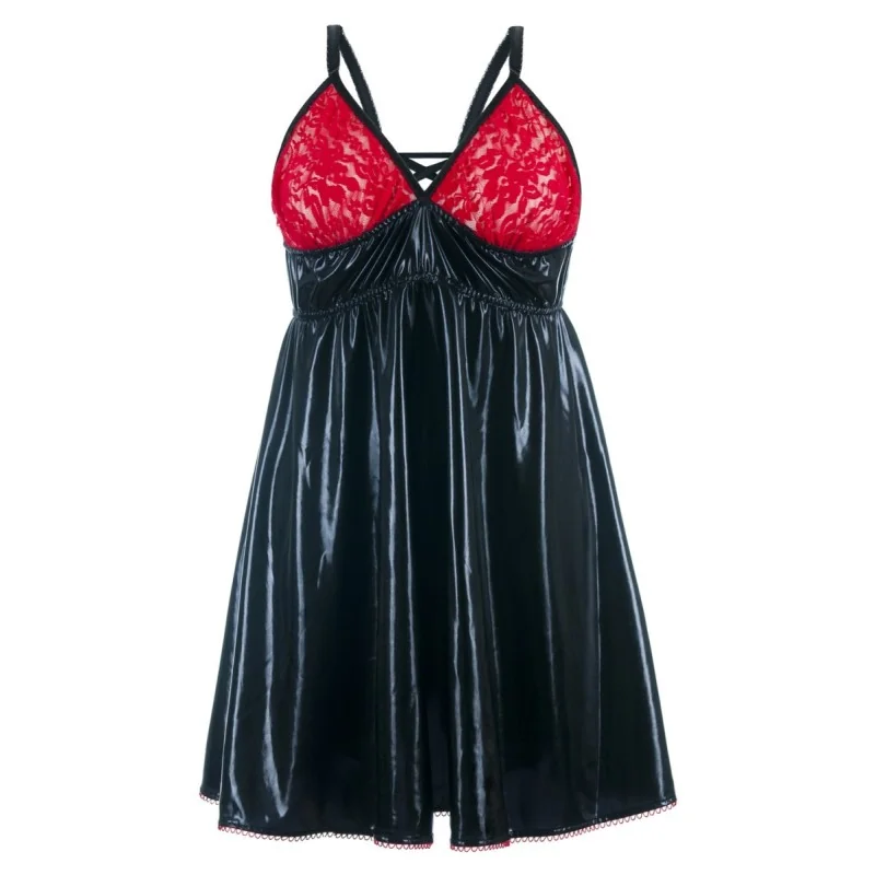 Schwarz/Rotes Wetlook Chemise Sb/1003 Sexy Base Kollektion By Andalea kaufen | Fesselliebe