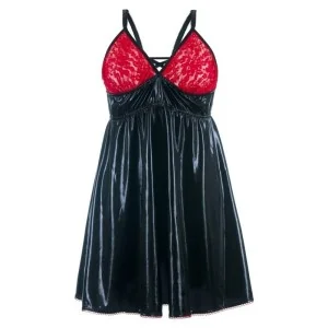 Schwarz/Rotes Wetlook Chemise Sb/1003 Sexy Base Kollektion By Andalea kaufen | Fesselliebe