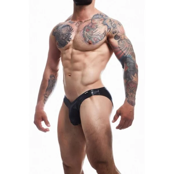 Schwarzer Wetlook Slip BL4CK04 von Cut4Men kaufen | Fesselliebe