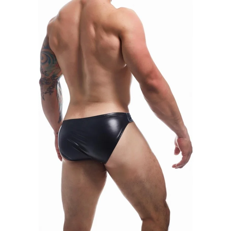 Schwarzer Wetlook Slip BL4CK04 von Cut4Men kaufen | Fesselliebe 2