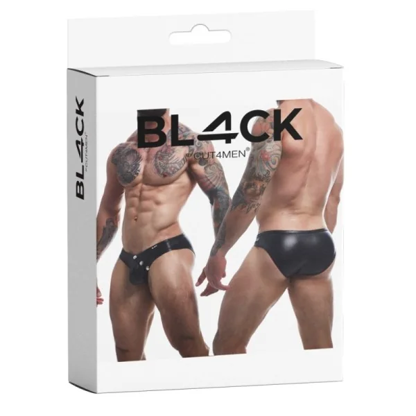 Schwarzer Wetlook Slip BL4CK01 von Cut4Men kaufen | Fesselliebe