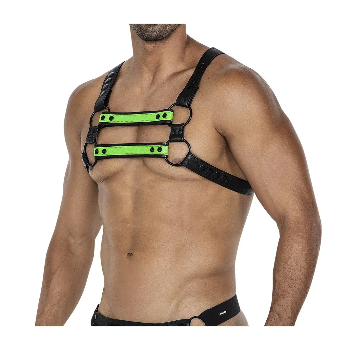 Schwarz/neongrüner Brust-Harness 06 von Cut4Men kaufen | Fesselliebe