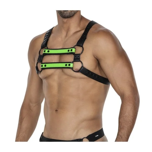 Schwarz/neongrüner Brust-Harness 06 von Cut4Men kaufen | Fesselliebe