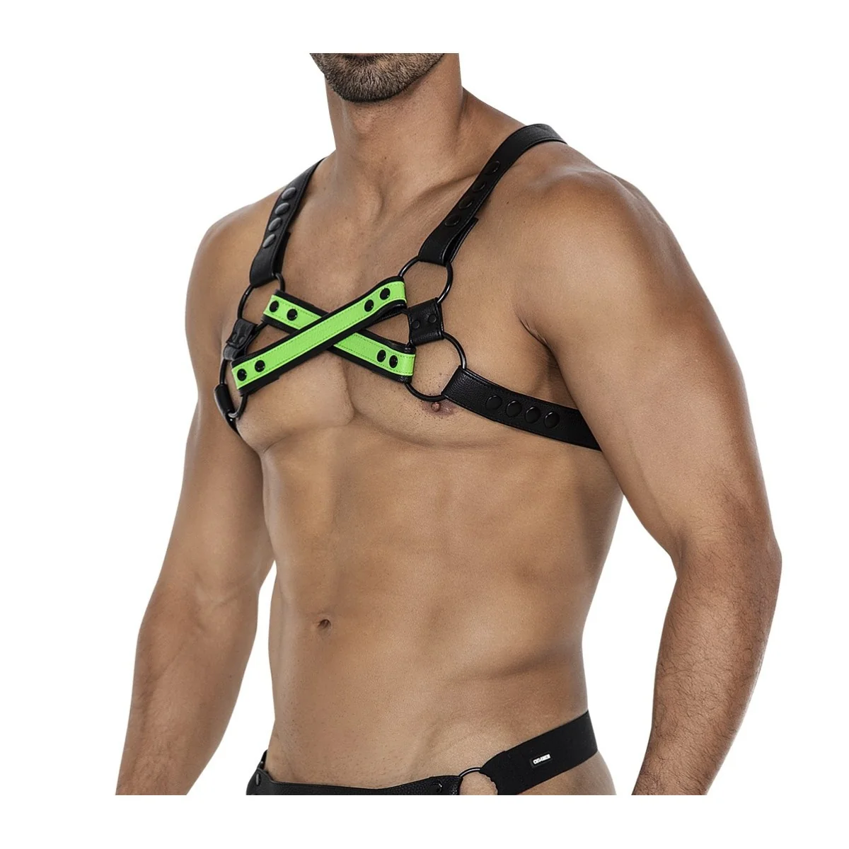 Schwarz/neongrüner Brust-Harness 06 von Cut4Men kaufen | Fesselliebe