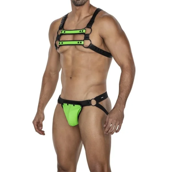 Schwarz/neongrüner Brust-Harness 06 von Cut4Men kaufen | Fesselliebe