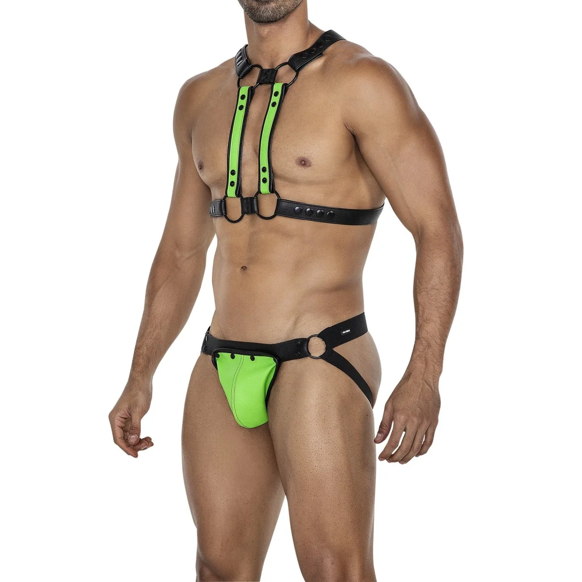 Schwarz/neongrüner Brust-Harness 06 von Cut4Men kaufen | Fesselliebe
