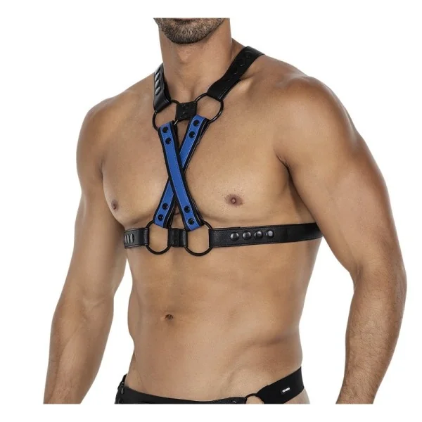 Schwarz/blauer Brust-Harness 06 von Cut4Men kaufen | Fesselliebe