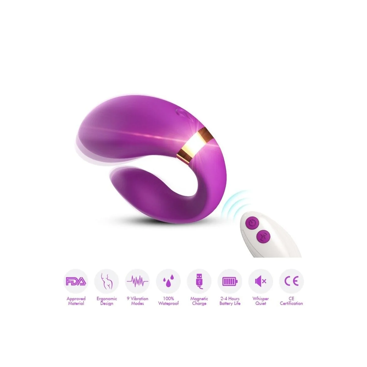 Crescent Vibrator für Paare, mit Fernbedienung, Lila von Armony For Couples kaufen | Fesselliebe