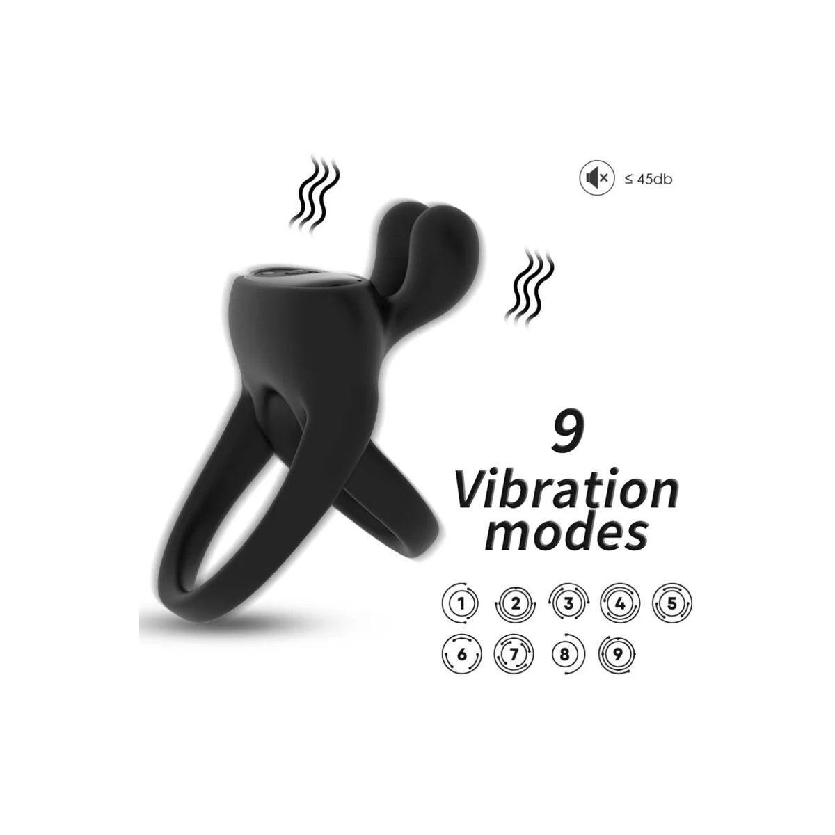 Ringvibrator Kaninchen Schwarz von Armony For Him kaufen | Fesselliebe