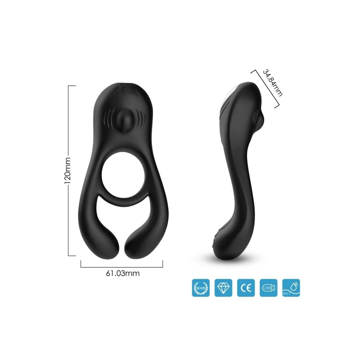 Veyron Doppelvibrator-Ringspielzeug für Paare Schwarz von Armony For Him kaufen | Fesselliebe