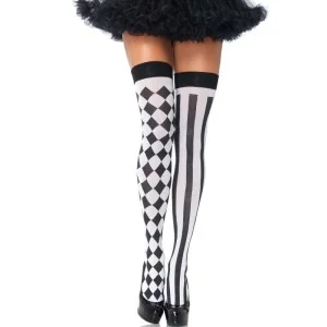 Schwarz/Weiße Arlequin Hohe Socken von Leg Avenue Hosiery kaufen | Fesselliebe