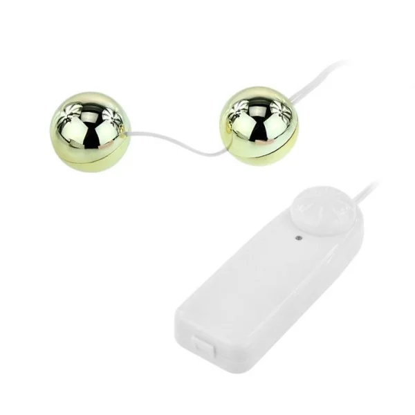 Goldener Vibrator mit Chinesischen Bällen von Baile Stimulating kaufen | Fesselliebe