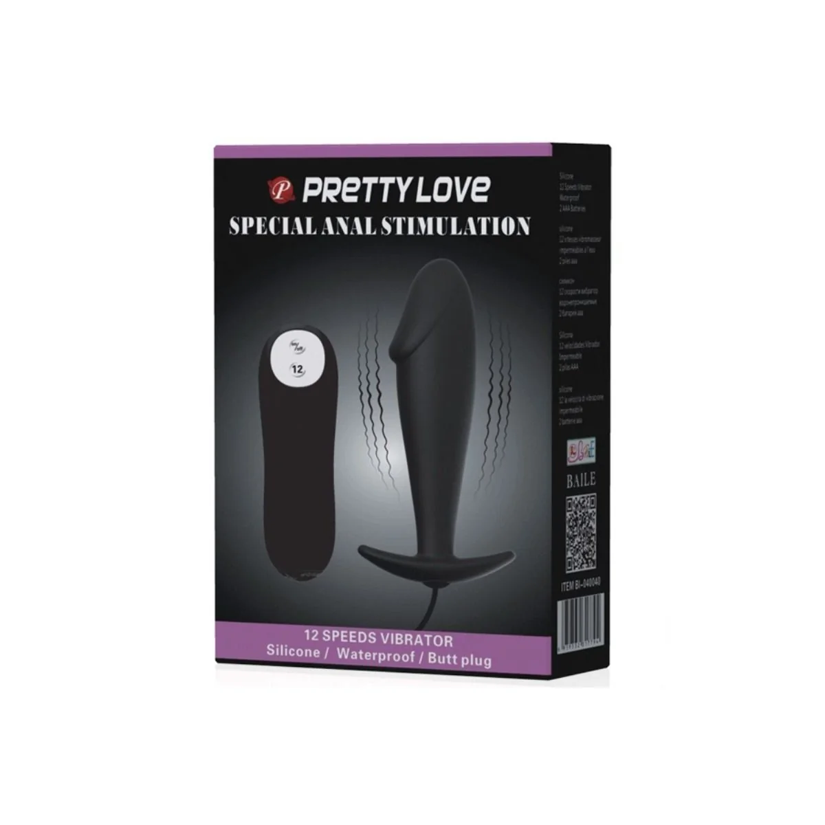 Silikon Anal Plug Penis Form und 12 Vibrationsmodi Schwarz von Pretty Love Bottom kaufen | Fesselliebe