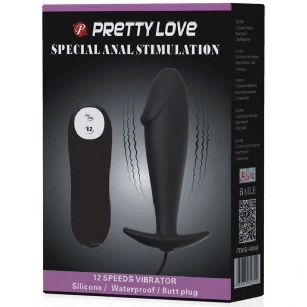 Silikon Anal Plug Penis Form und 12 Vibrationsmodi Schwarz von Pretty Love Bottom kaufen | Fesselliebe