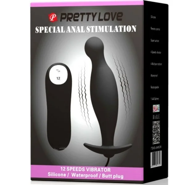 Silikon Analplug 12 Vibrationsmodi Schwarz von Pretty Love kaufen | Fesselliebe