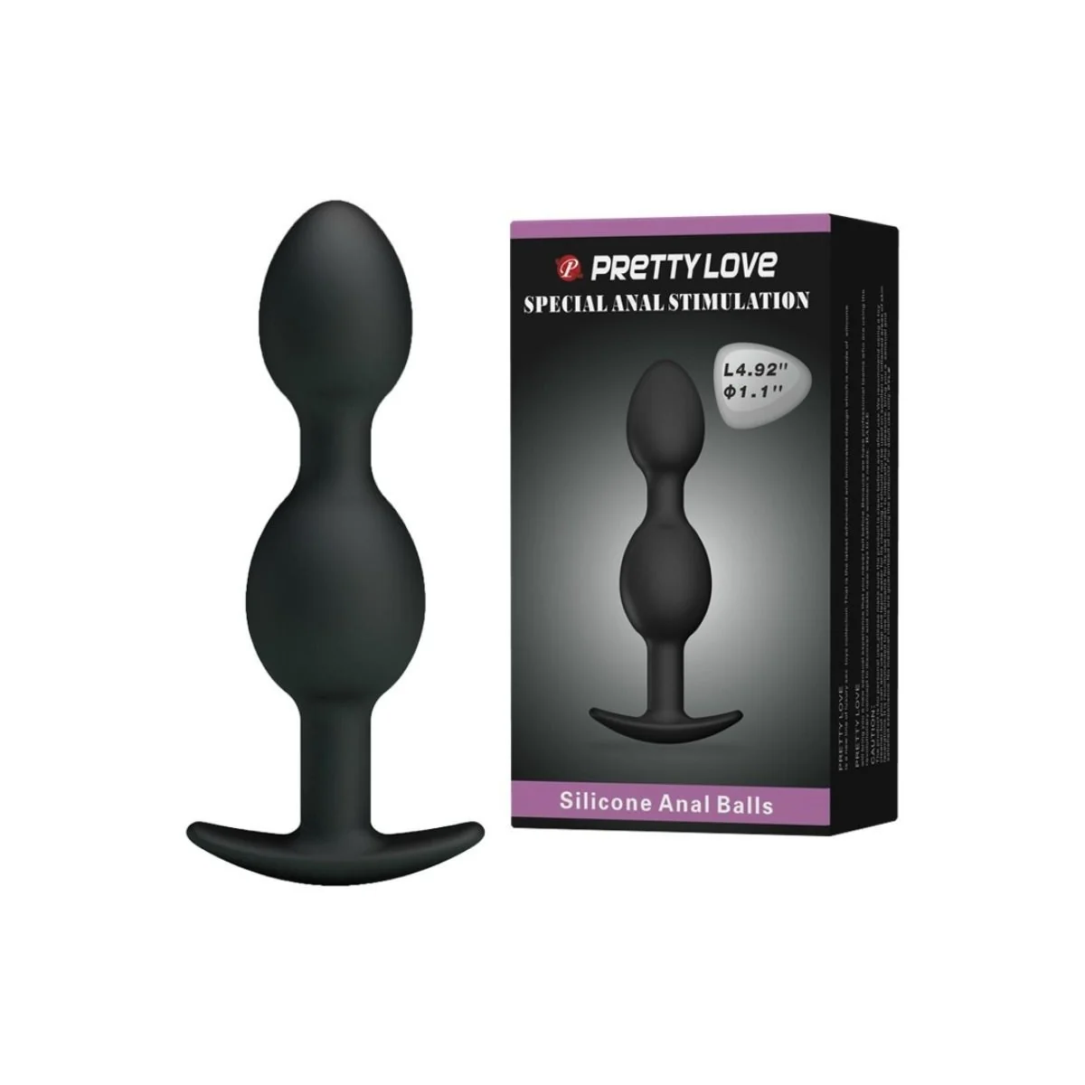 Silikon Analkugeln 12.5 cm Schwarz von Pretty Love Bottom kaufen | Fesselliebe