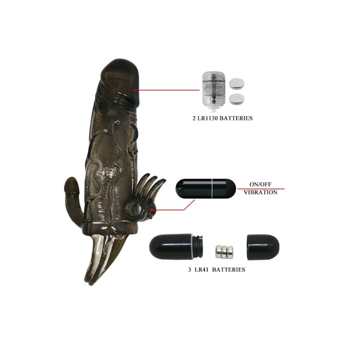 Brave Man Penishülle mit Klitoris und Analstimulation Doppelte Kugel Schwarz 16.5 cm von Baile For Him kaufen | Fesselliebe