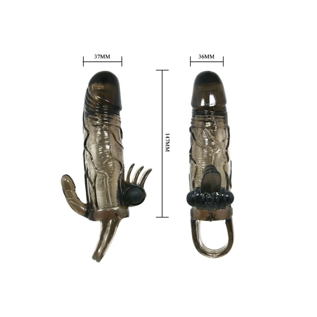 Brave Man Penishülle mit Klitoris und Analstimulation Doppelte Kugel Schwarz 16.5 cm von Baile For Him kaufen | Fesselliebe