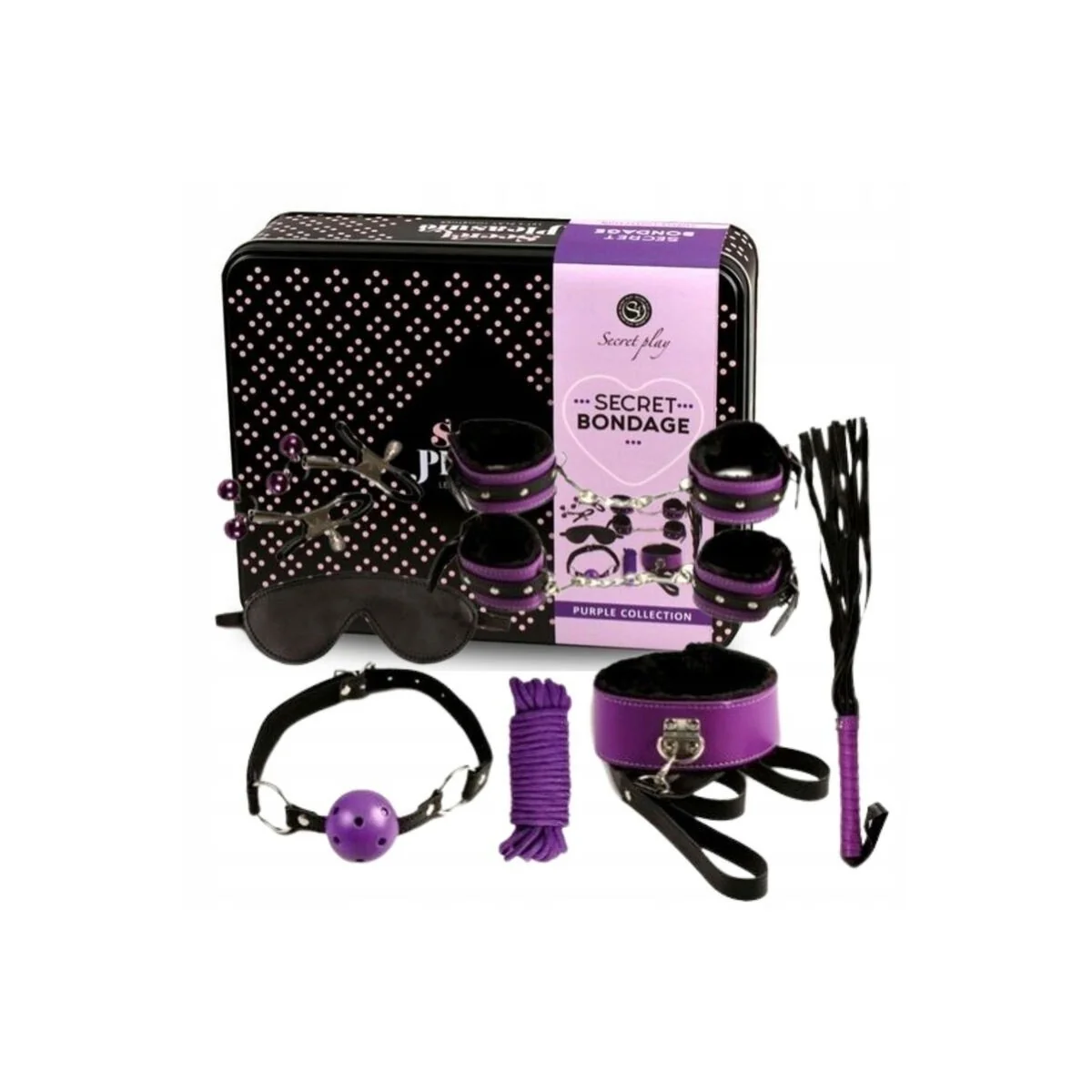Bdsm Set 8pcs Purble / Black. von Secretplay 100% Fetish kaufen | Fesselliebe