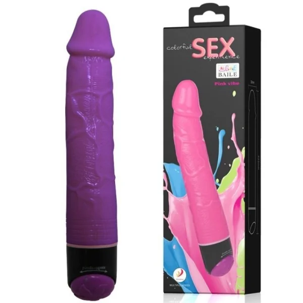 Bunter Sex Lila realistischer Vibrator 23 cm von Baile kaufen | Fesselliebe