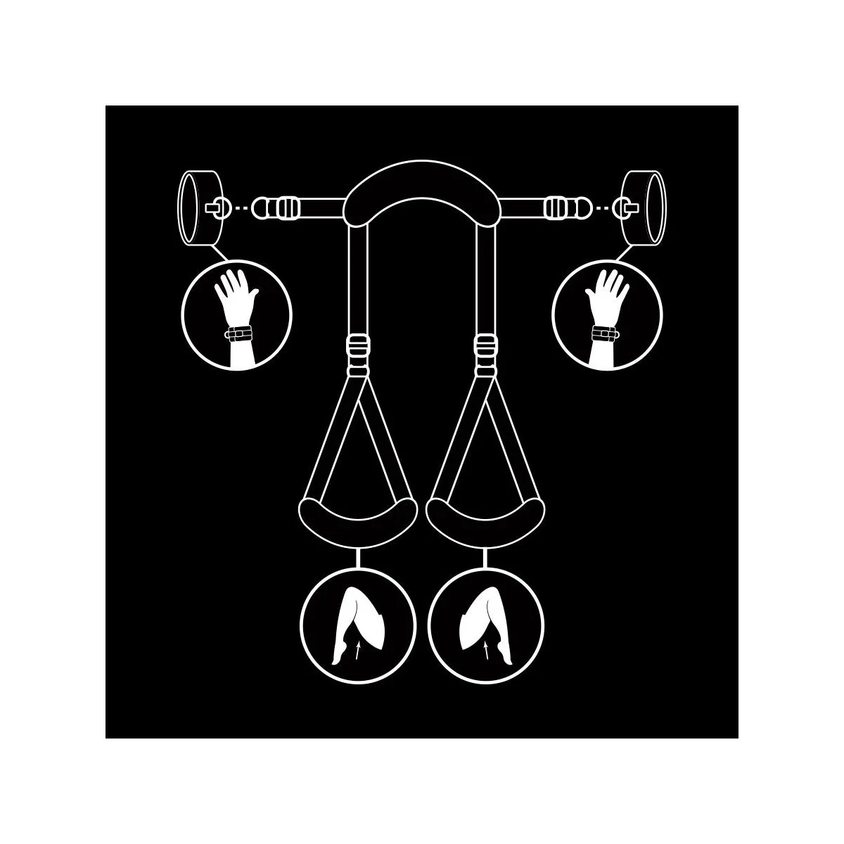 Position mit Offenen Beinen und Handschellen mit Noprene-Futter von Fetish Submissive Bondage kaufen | Fesselliebe