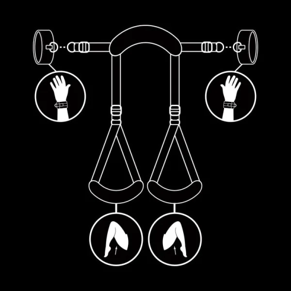 Position mit Offenen Beinen und Handschellen mit Noprene-Futter von Fetish Submissive Bondage kaufen | Fesselliebe