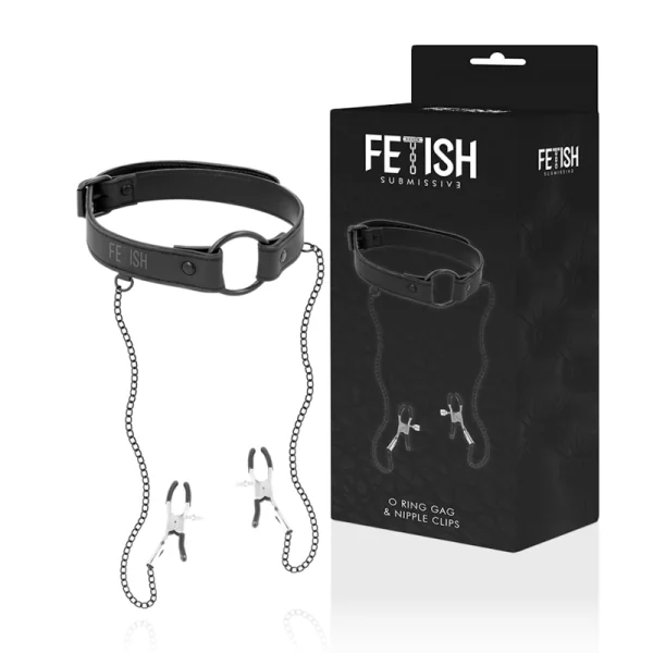Knebelring mit Nippelklemmen von Fetish Submissive Bondage kaufen | Fesselliebe