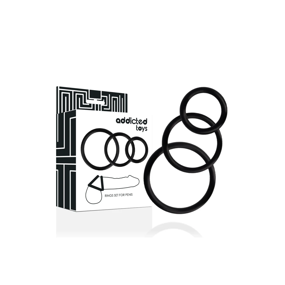 Ringset für Penis Schwarz von Addicted Toys kaufen | Fesselliebe