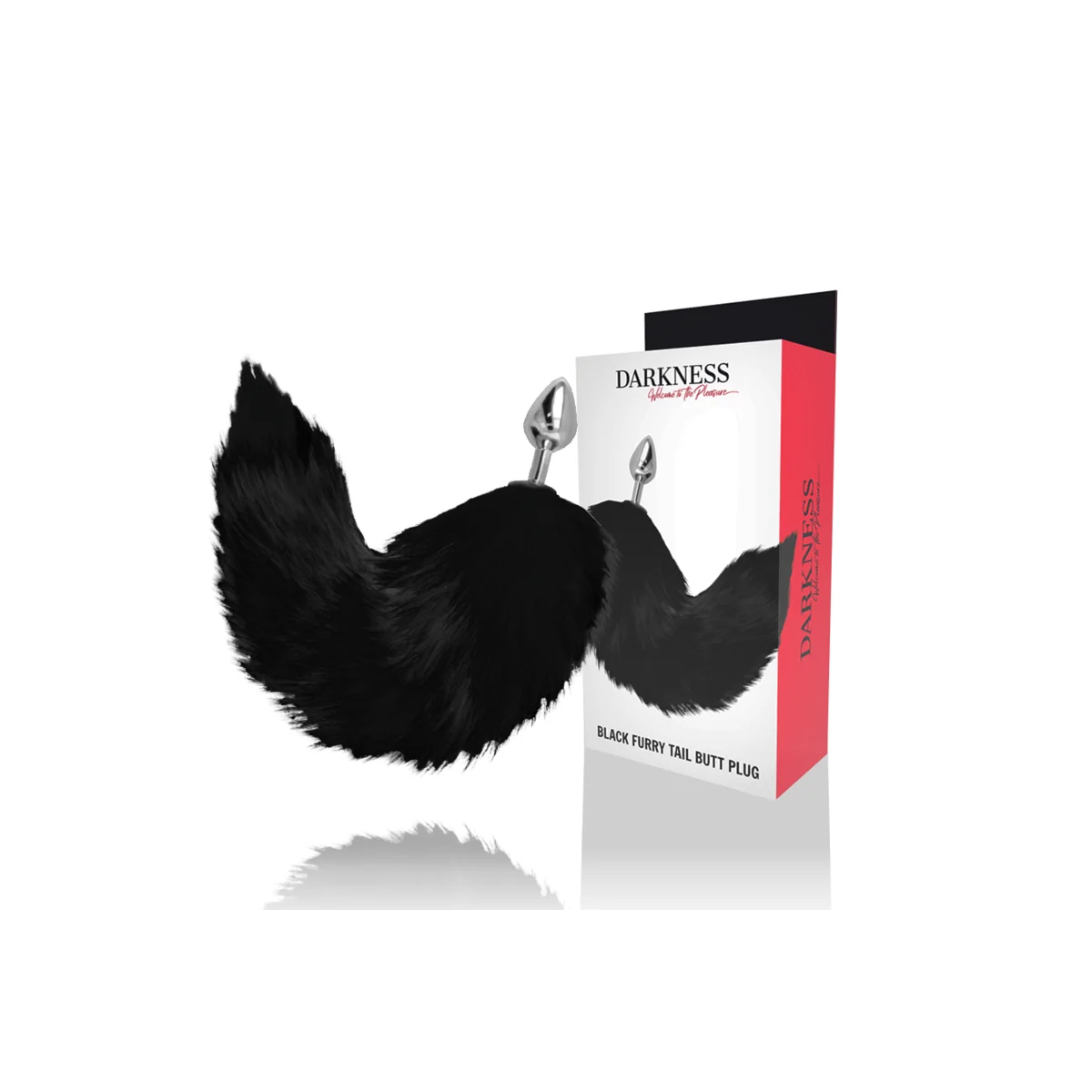 Silberner Analplug 8 cm mit Schwarzem Schwanz von Darkness Anal kaufen | Fesselliebe