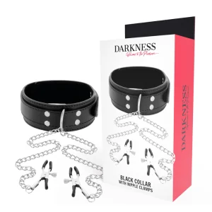 Halsband mit Nippelklammern Schwarz von Darkness Bondage kaufen | Fesselliebe