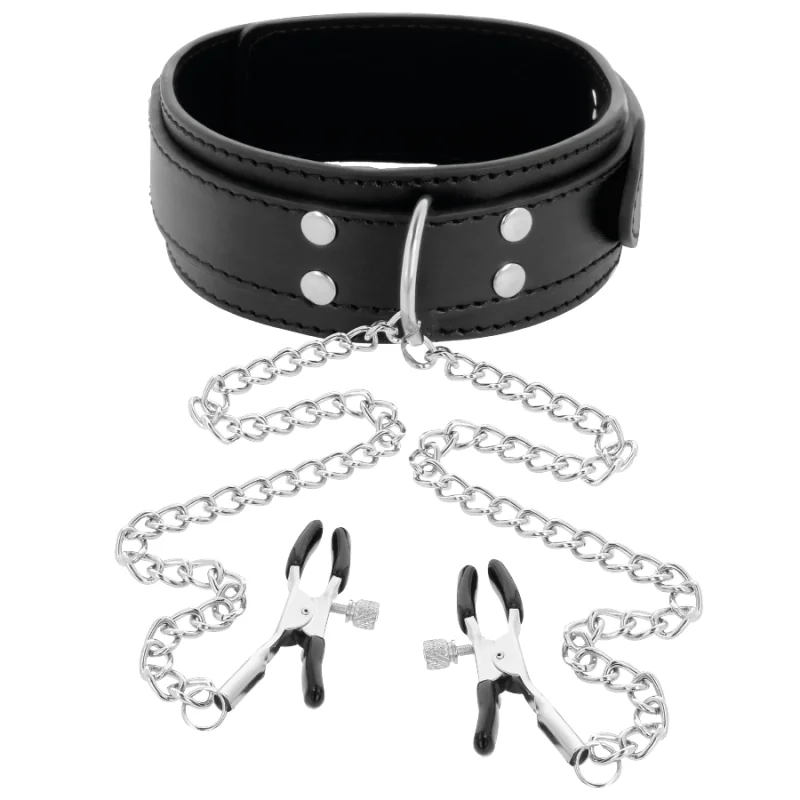 Halsband mit Nippelklammern Schwarz von Darkness Bondage kaufen | Fesselliebe 2